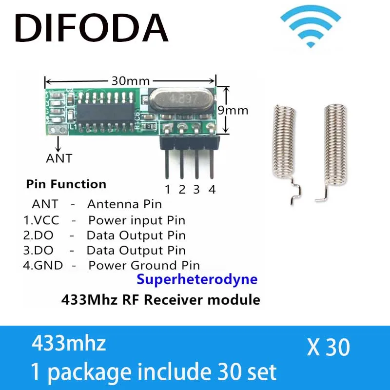 30 set 433 Mhz rf-modul Upgraded Fvr WL101-341 Superheterodyne 433 mhz Wireless Receiver Module and 2 * Antenna DIFODA
30 set 433 Mhz rf-modul Upgraded Fvr WL101-341 Superheterodyne 433 mhz Wireless Receiver Module and 2 * Antenna DIFODA