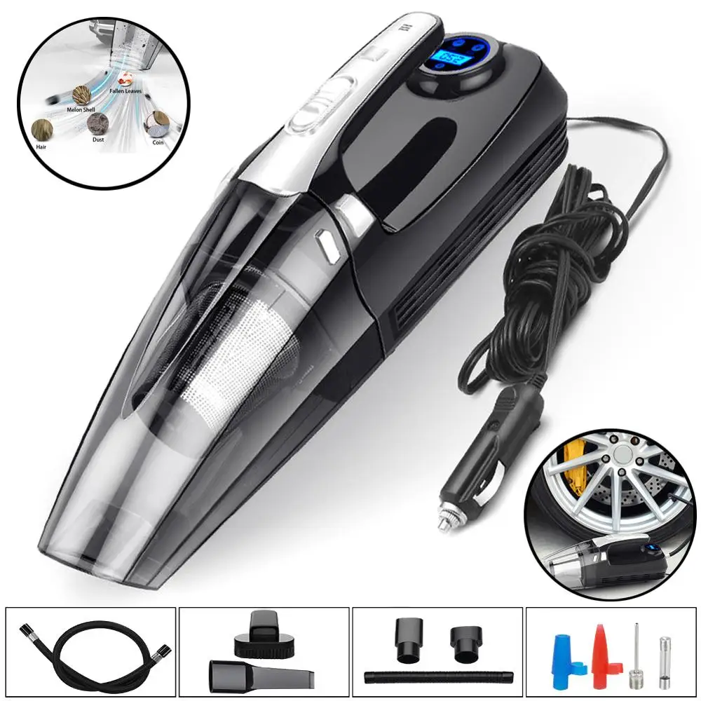 4 in 1 Auto Air Compressor Pump Car Vacuum Cleaner Digital Tire Inflator Dual Filters with Emergency LED Light 12V 120W
4 in 1 Auto Air Compressor Pump Car Vacuum Cleaner Digital Tire Inflator Dual Filters with Emergency LED Light 12V 120W