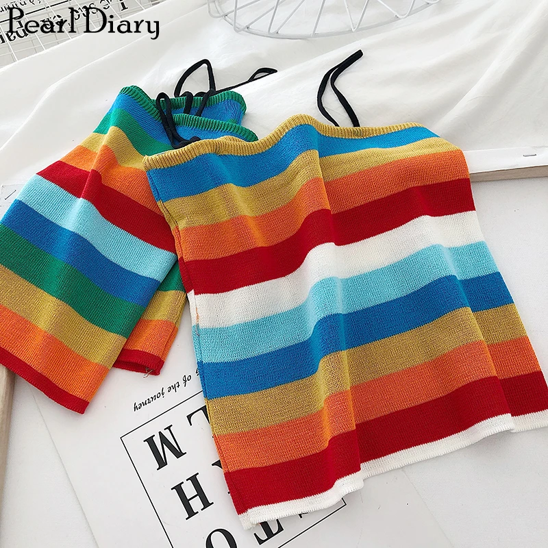 Pearl Diary Women Knitted Rainbow Striped Crop Top Summer Spaghetti Strap Top Slim Fit Going Out Casual Camisole Holiday Top New
Pearl Diary Women Knitted Rainbow Striped Crop Top Summer Spaghetti Strap Top Slim Fit Going Out Casual Camisole Holiday Top New