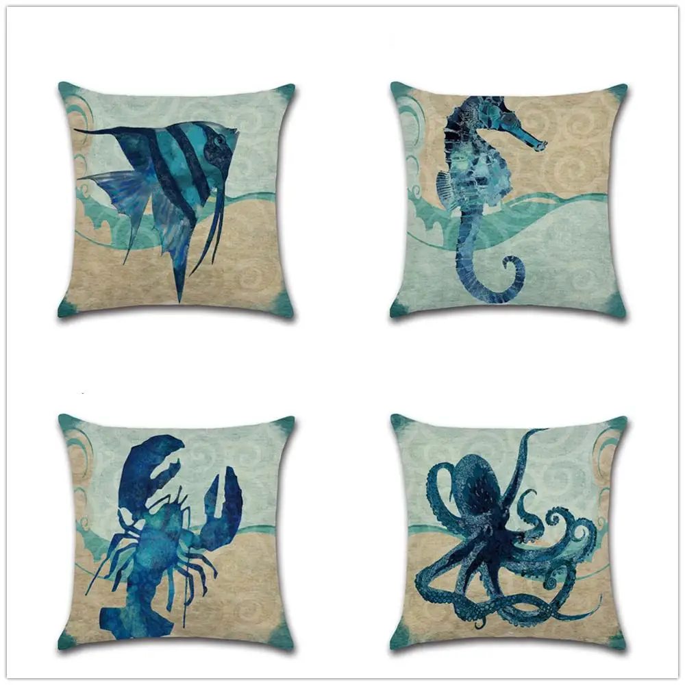 4PCS Ocean Collection Pattered Cushion Cover Seahorse Lobster Printed Linen Pillow Case Decoration Home Basic Throw Pillow Cover
4PCS Ocean Collection Pattered Cushion Cover Seahorse Lobster Printed Linen Pillow Case Decoration Home Basic Throw Pillow Cover
