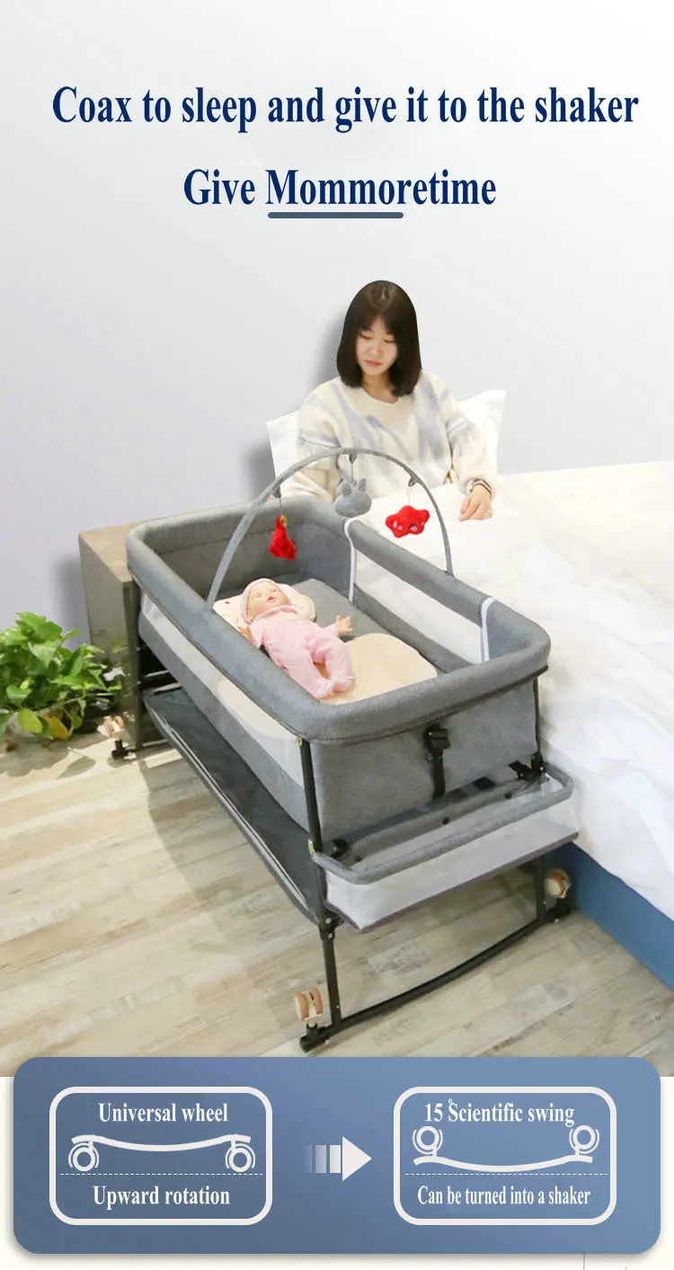 Baby Crib European Multifunctional Baby Bed Foldable Portable Bedside Bed Shaker Newborn Cradle Portable Kids Bed