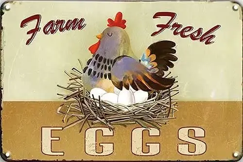 Farm Fresh Eggs Tin Sign, Rustic Vintage Chicken Rooster Hen Signs, 7.8 X 11.8 Inch Retro Metal Signs for Wall Art Decor Home
Farm Fresh Eggs Tin Sign, Rustic Vintage Chicken Rooster Hen Signs, 7.8 X 11.8 Inch Retro Metal Signs for Wall Art Decor Home
