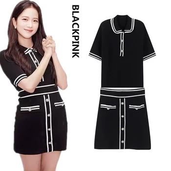 kpop Blackpink Jisoo 2020 winter casual women Elegant Short Sleeve Knitted t shirt Tops and sexy mini skirts lady Two-piece set
kpop Blackpink Jisoo 2020 winter casual women Elegant Short Sleeve Knitted t shirt Tops and sexy mini skirts lady Two-piece set