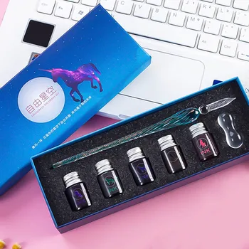 Creative Star Dip Pen Crystal Glass Pen with Water and Ink Pen Student Starry Gradient Color Hand-painted Pen Ink Set Gift
Creative Star Dip Pen Crystal Glass Pen with Water and Ink Pen Student Starry Gradient Color Hand-painted Pen Ink Set Gift