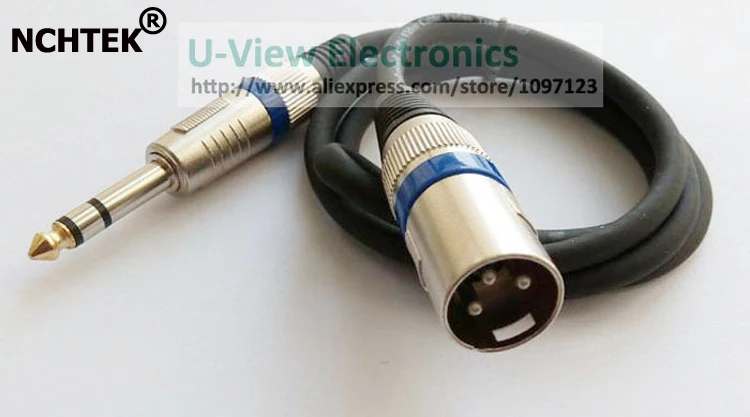 Фото NCHTEK 2M Pure Copper DIY Microphone XLR 3Pin Male Speaker Jack to 6.35mm Stereo Audio Connector Cable/Free Shipping/1PCS | Электроника