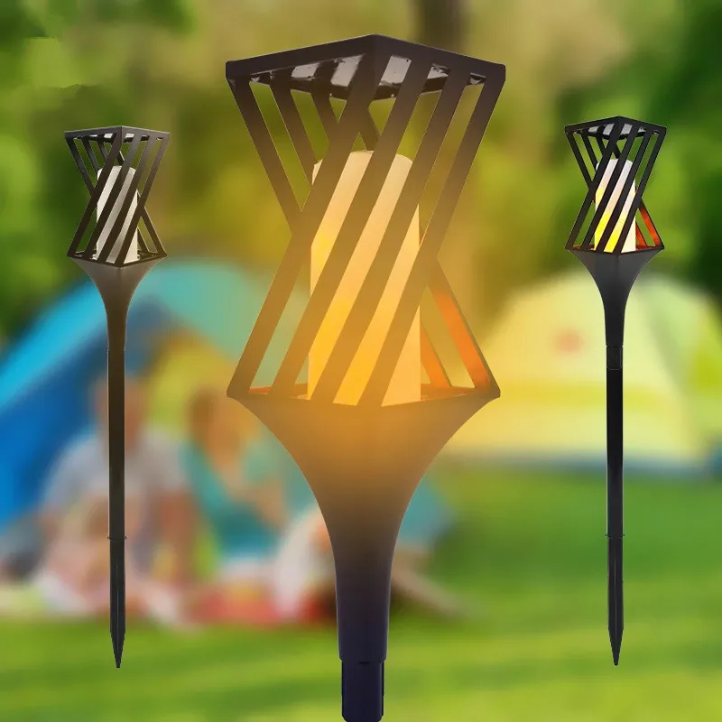 Light Sensor Flame Lamp Always Lit/flicker Two Working Mode Lawnlights Polycrystalline Solar Panel Courtyard Lighting Decoration | Лампы и