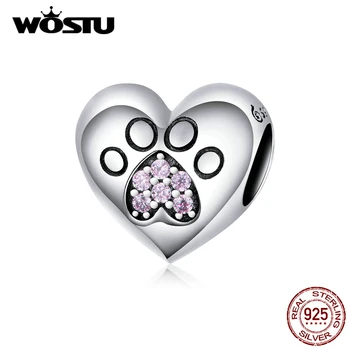 WOSTU 925 Sterling Silver Cat Paw Footprints Charm Pink Heart Bead Fit Original Bracelet Pendant Jewelry Gift For Women FNC209
WOSTU 925 Sterling Silver Cat Paw Footprints Charm Pink Heart Bead Fit Original Bracelet Pendant Jewelry Gift For Women FNC209