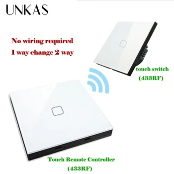 UNKAS EU Standard 1 Gang 2 Way 433mhz Remote Touch Switch & Wireless Stick Crystal Glass Panel Rmote Touch Switch 86MM*86MM
UNKAS EU Standard 1 Gang 2 Way 433mhz Remote Touch Switch & Wireless Stick Crystal Glass Panel Rmote Touch Switch 86MM*86MM