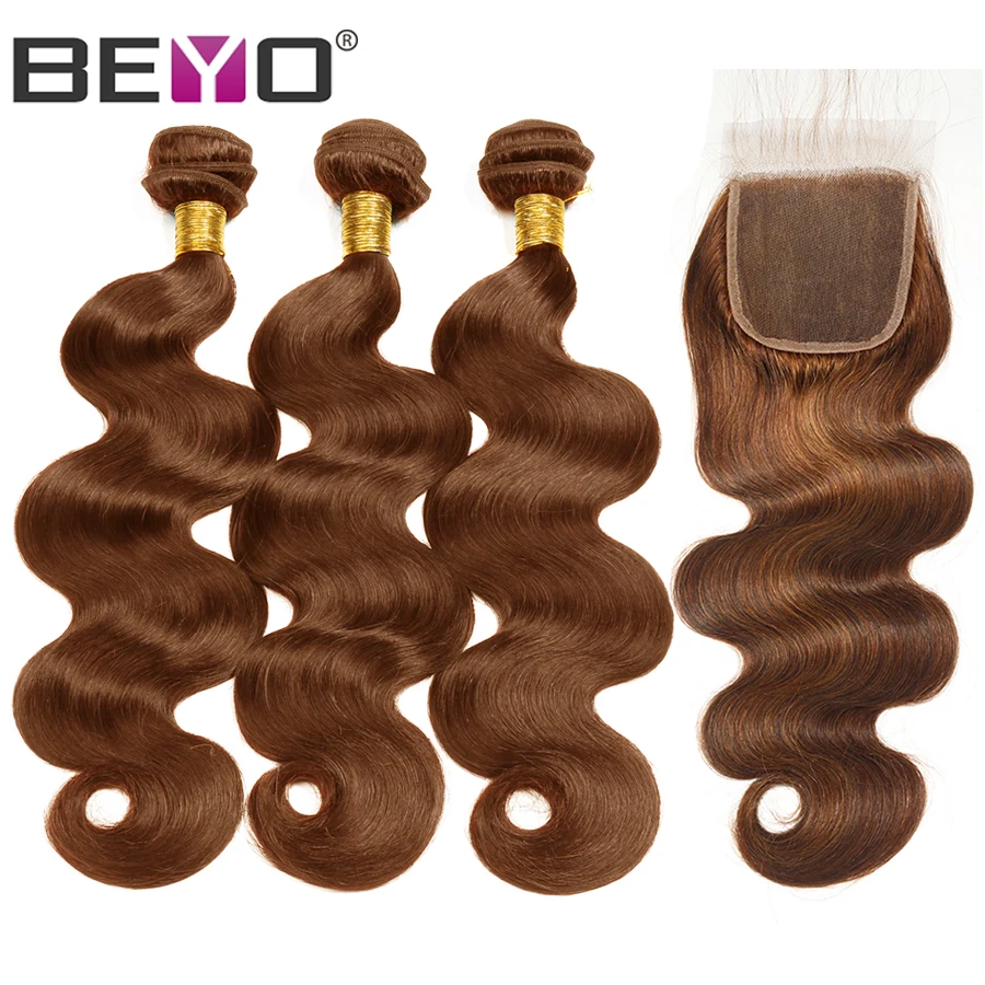 Beyo Color #4 Light Brown Body Wave Bundles With Closure 100% Human Hair Brazilian Hair Weave Bundles With Closure Non Remy Hair 
Beyo Color #4 Light Brown Body Wave Bundles With Closure 100% Human Hair Brazilian Hair Weave Bundles With Closure Non Remy Hair