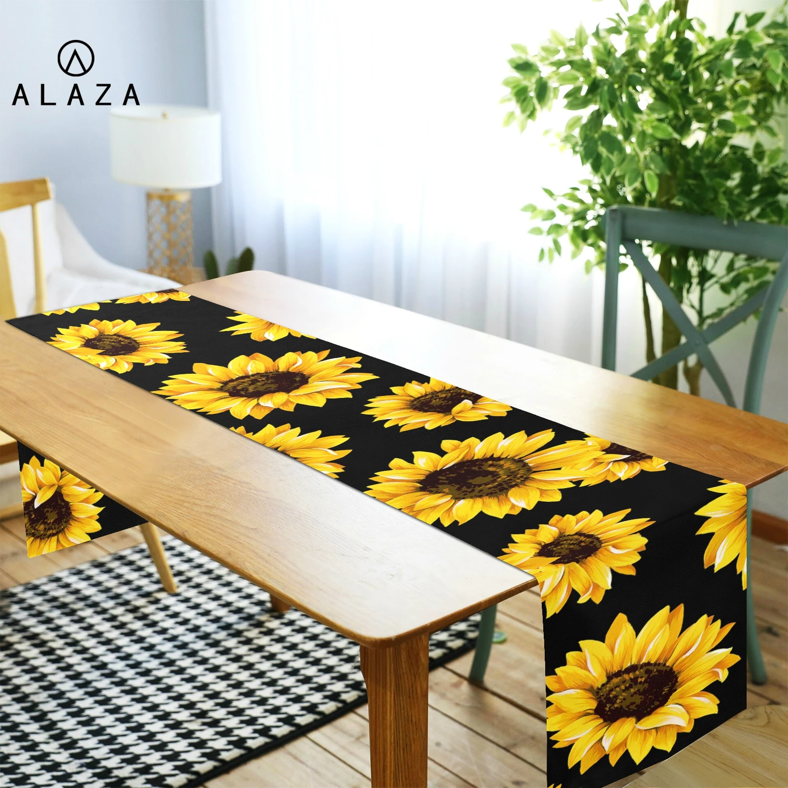 

Table Runner Fashion Table Cloth With Tassels Table Runners Modern Home Hotel Party Dining sunflower Print Table Decor