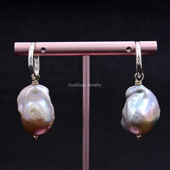 GG Jewelry 20mm Purple Lavender Kehsi Pearl Earrings 925 Silver lever back
GG Jewelry 20mm Purple Lavender Kehsi Pearl Earrings 925 Silver lever back