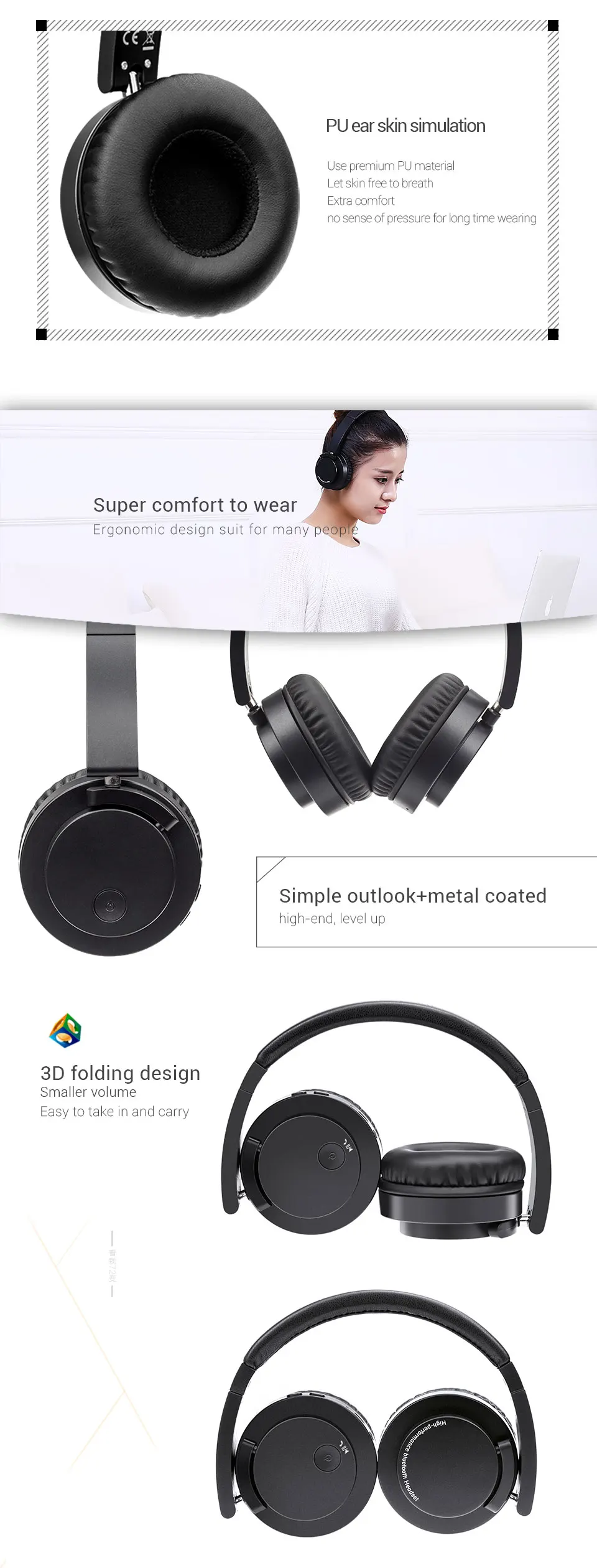 Upgraded Portable Wireless Headphone Bluetooth Stereo 3D Folding Headphone Audio Mp3 Adjustable Headphone with Music Microphone Upgraded Portable Wireless Headphone Bluetooth Stereo 3D Folding Headphone Audio Mp3 Adjustable Headphone with Music Microphone