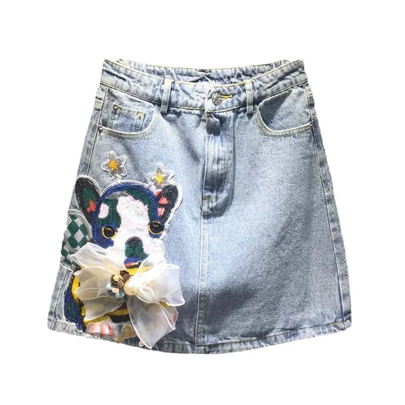 5XL Denim Skirt Women Summer Sequins Dog Casual High Waist A Line Denim Skirts High Street All-matched Jeans Skirt
5XL Denim Skirt Women Summer Sequins Dog Casual High Waist A Line Denim Skirts High Street All-matched Jeans Skirt