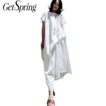 GETSPRING Women Dress Patchwork Ruffles Asymmetry Cotton Dress Women White Black Irregular Long Shirt Dresses Women 2019 Fashion
GETSPRING Women Dress Patchwork Ruffles Asymmetry Cotton Dress Women White Black Irregular Long Shirt Dresses Women 2019 Fashion