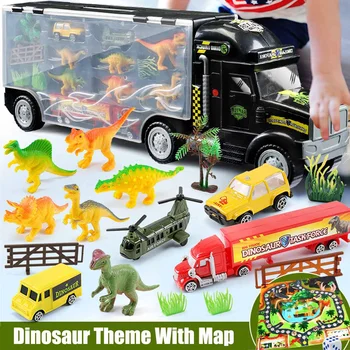 Dinosaur Carrier Truck With Game Map Toys Tyrannosaurus Rex Triceratops Stegosaurus Container Construction for Kid Gift
Dinosaur Carrier Truck With Game Map Toys Tyrannosaurus Rex Triceratops Stegosaurus Container Construction for Kid Gift
