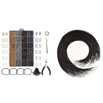 1 Set 20 Inches Black Waxed Necklace Cord & 1 Set 24 Grid Ring Opening and Closing Buckle Lobster Buckle Making Tools
1 Set 20 Inches Black Waxed Necklace Cord & 1 Set 24 Grid Ring Opening and Closing Buckle Lobster Buckle Making Tools
