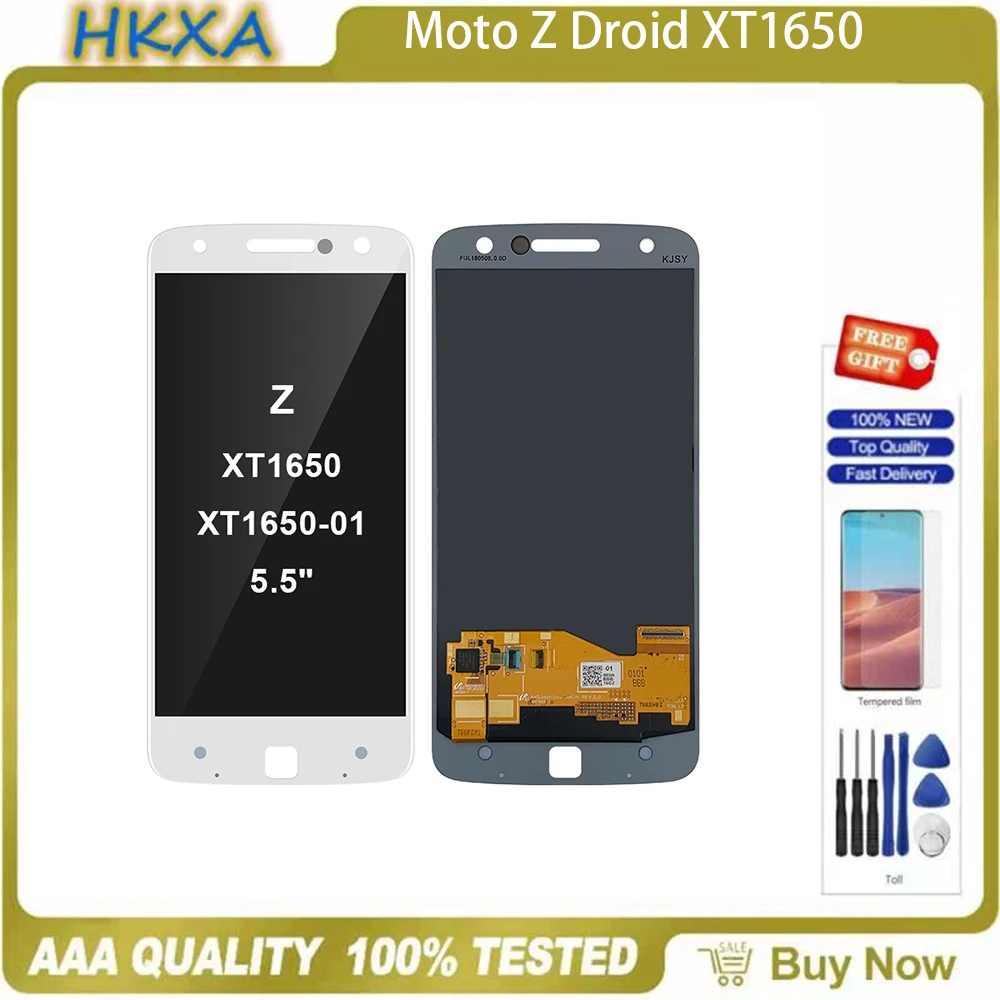 Фото Для Motorola Moto Z Droid 5 &quotXT1650 XT1650-01 AMOLED ЖК-дисплей сенсорный экран дигитайзер в сборе