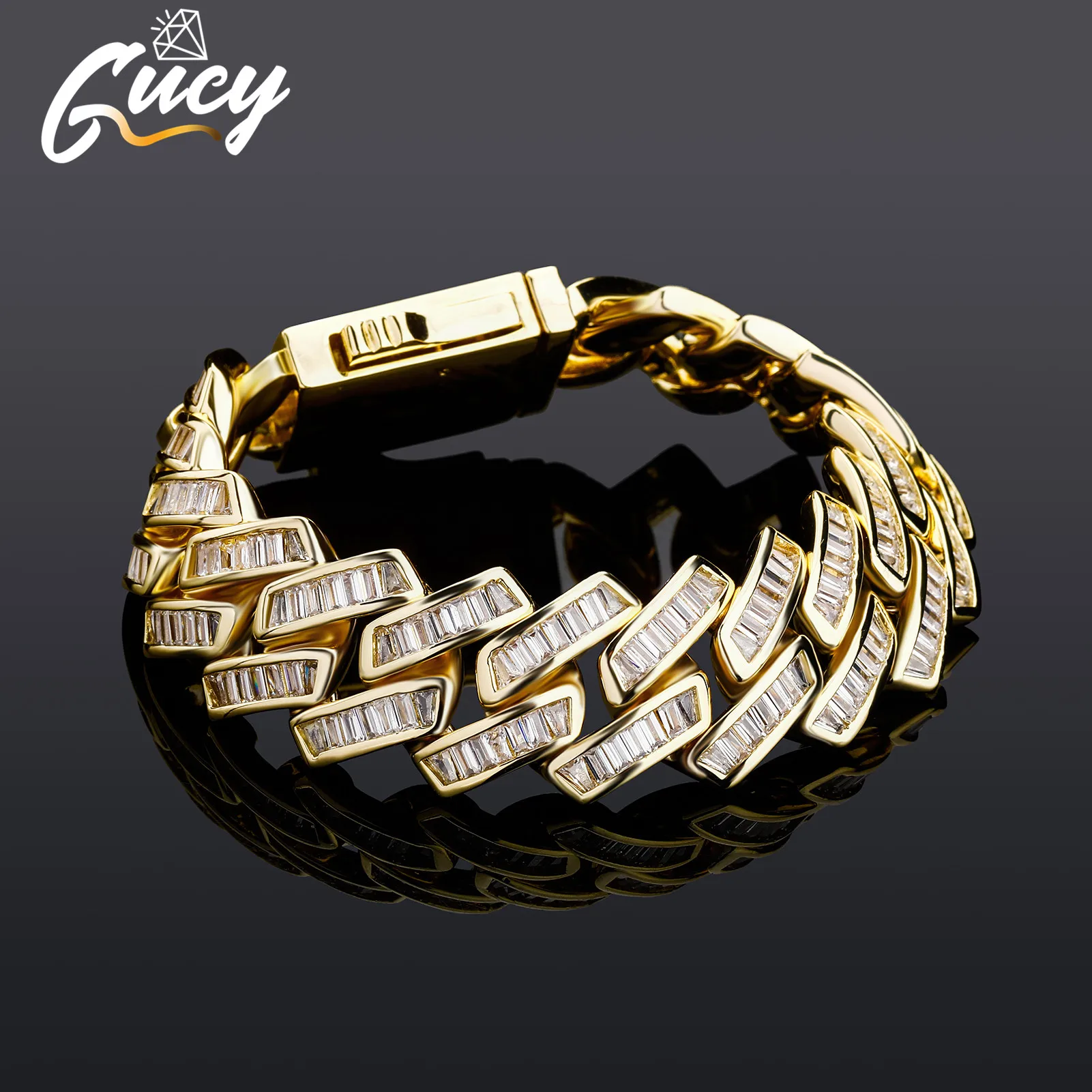

Браслет GUCY 18 мм в стиле хип-хоп, с кубическим цирконием, золотого и серебряного цвета, мужские крутые браслеты, ювелирные изделия, Прямая поставка
