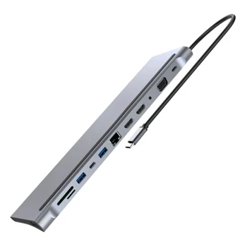 NEW 12 in 1 USB Type-C HUB Type C to 2 USB3.0 HDMI VGA RJ45 PD 3.5mm SD Card Reader Adapter Dock Hub For MackBook Air Pro
NEW 12 in 1 USB Type-C HUB Type C to 2 USB3.0 HDMI VGA RJ45 PD 3.5mm SD Card Reader Adapter Dock Hub For MackBook Air Pro