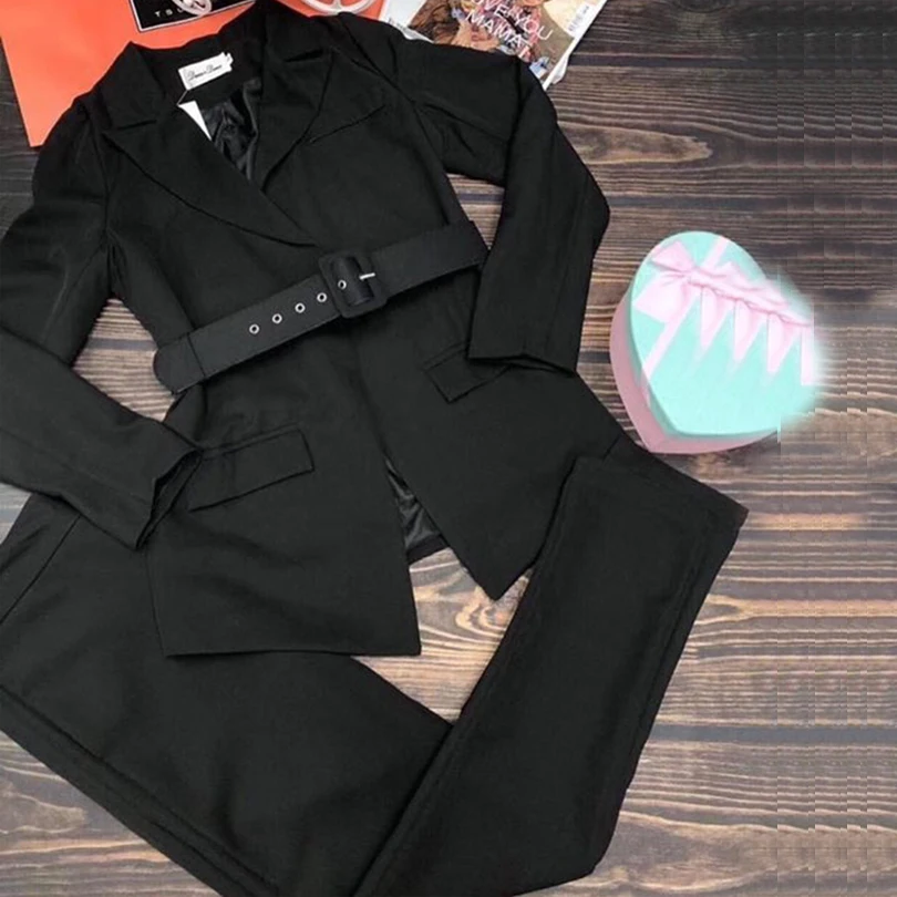 TYHRU Autumn Office Lady Work Pants Suits Women Belt Blazer Jacket + Straight Trousers 2 Piece Set
TYHRU Autumn Office Lady Work Pants Suits Women Belt Blazer Jacket + Straight Trousers 2 Piece Set