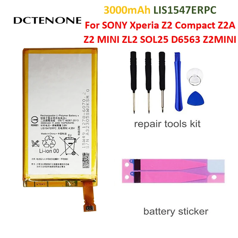 DCTENONE Replacement Battery For SONY Xperia Z2 Compact Z2A Z2 MINI ZL2 SOL25 D6563 Z2MINI LIS1547ERPC Genuine Battery 3000mAh
DCTENONE Replacement Battery For SONY Xperia Z2 Compact Z2A Z2 MINI ZL2 SOL25 D6563 Z2MINI LIS1547ERPC Genuine Battery 3000mAh