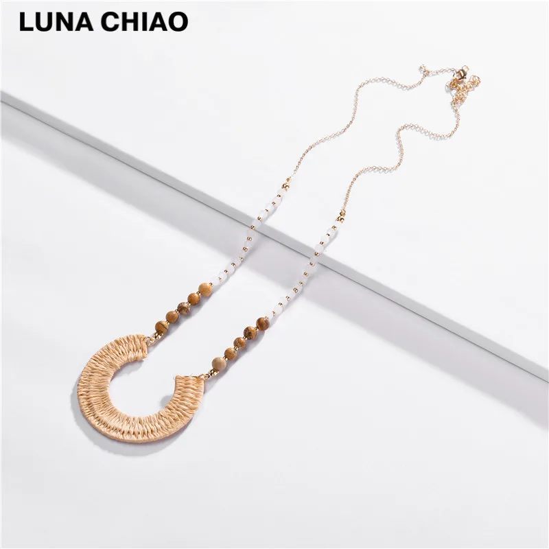 LUNA CHIAO Fashion Jewelry Natural Stone Beaded Long Necklace Handmade Rattan Straw Pendant Necklace for Women
LUNA CHIAO Fashion Jewelry Natural Stone Beaded Long Necklace Handmade Rattan Straw Pendant Necklace for Women