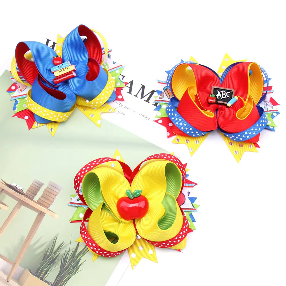 5 Inch Polka Dot Layered Ribbon Hair Bows Kids Back to School Hair Clip for Girls Handmade Bowknot Hairgrips Hair Accessories 
5 Inch Polka Dot Layered Ribbon Hair Bows Kids Back to School Hair Clip for Girls Handmade Bowknot Hairgrips Hair Accessories