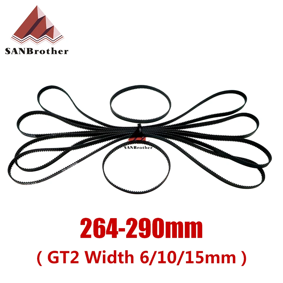 

3D Printer Parts GT2 Closed Loop Timing Belt Rubber 2GT 6mm264 266 268 270 272 274 276 278 280 282 284 286 288 290mm Synchronous