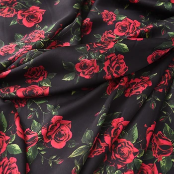 140CM Wide 19MM Red Rose Print Black Silk Fabric for Summer Long and Short Dress Shirt Pants H607
140CM Wide 19MM Red Rose Print Black Silk Fabric for Summer Long and Short Dress Shirt Pants H607