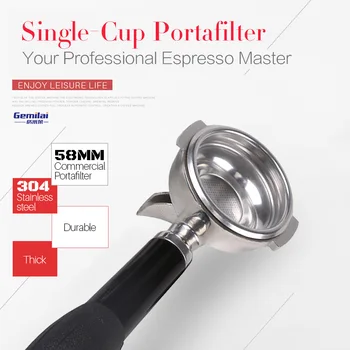 Commercial high quality single cup coffee portafilter standard 1 basket espresso machine handle 58MM diameter by stainless steel
Commercial high quality single cup coffee portafilter standard 1 basket espresso machine handle 58MM diameter by stainless steel