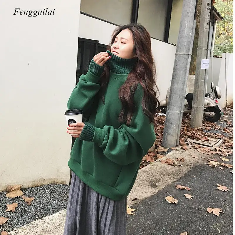 Fake Two Turtleneck Sweaters Spring Autumn Loose Long Sleeve Black Warm Winter Large Size Knitted Pullover Tops Female
Fake Two Turtleneck Sweaters Spring Autumn Loose Long Sleeve Black Warm Winter Large Size Knitted Pullover Tops Female