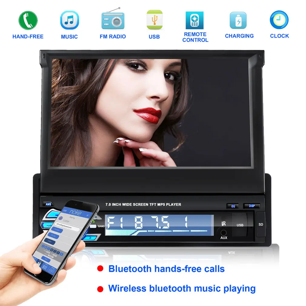 Single DIN Black Durable 7 inch Motorized Touchscreen Player Car Stereo FM Radio USB/SD Universal Player RM-GW9601
Single DIN Black Durable 7 inch Motorized Touchscreen Player Car Stereo FM Radio USB/SD Universal Player RM-GW9601