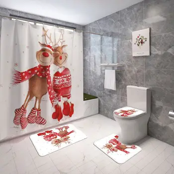3D Digital Printing Happy Shower Set Bathroom Cartoon Elk Shower Curtain Bathroom Base Mat Toilet Mat Floor Mats
3D Digital Printing Happy Shower Set Bathroom Cartoon Elk Shower Curtain Bathroom Base Mat Toilet Mat Floor Mats