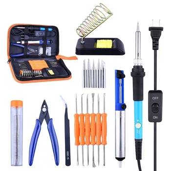 Only US Stock! 17pcs/set Soldering Iron Kit 60W Adjustable Temperature Welding Tool Desoldering Pump Soldering Iron Stand #
Only US Stock! 17pcs/set Soldering Iron Kit 60W Adjustable Temperature Welding Tool Desoldering Pump Soldering Iron Stand #