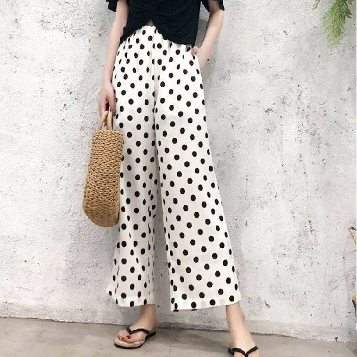 Chiffon Polkadot Wide Leg Pants Female Summer Fall Sense High-waisted Loose-Fit Korean-style Students Ankle-length Elastic Waist
Chiffon Polkadot Wide Leg Pants Female Summer Fall Sense High-waisted Loose-Fit Korean-style Students Ankle-length Elastic Waist