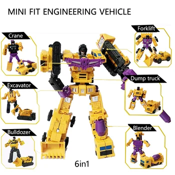 6 in 1 Mini Transformation Toy Figures Set Construction Vehicle Combination Robot Child Hand Model Child Gift
6 in 1 Mini Transformation Toy Figures Set Construction Vehicle Combination Robot Child Hand Model Child Gift