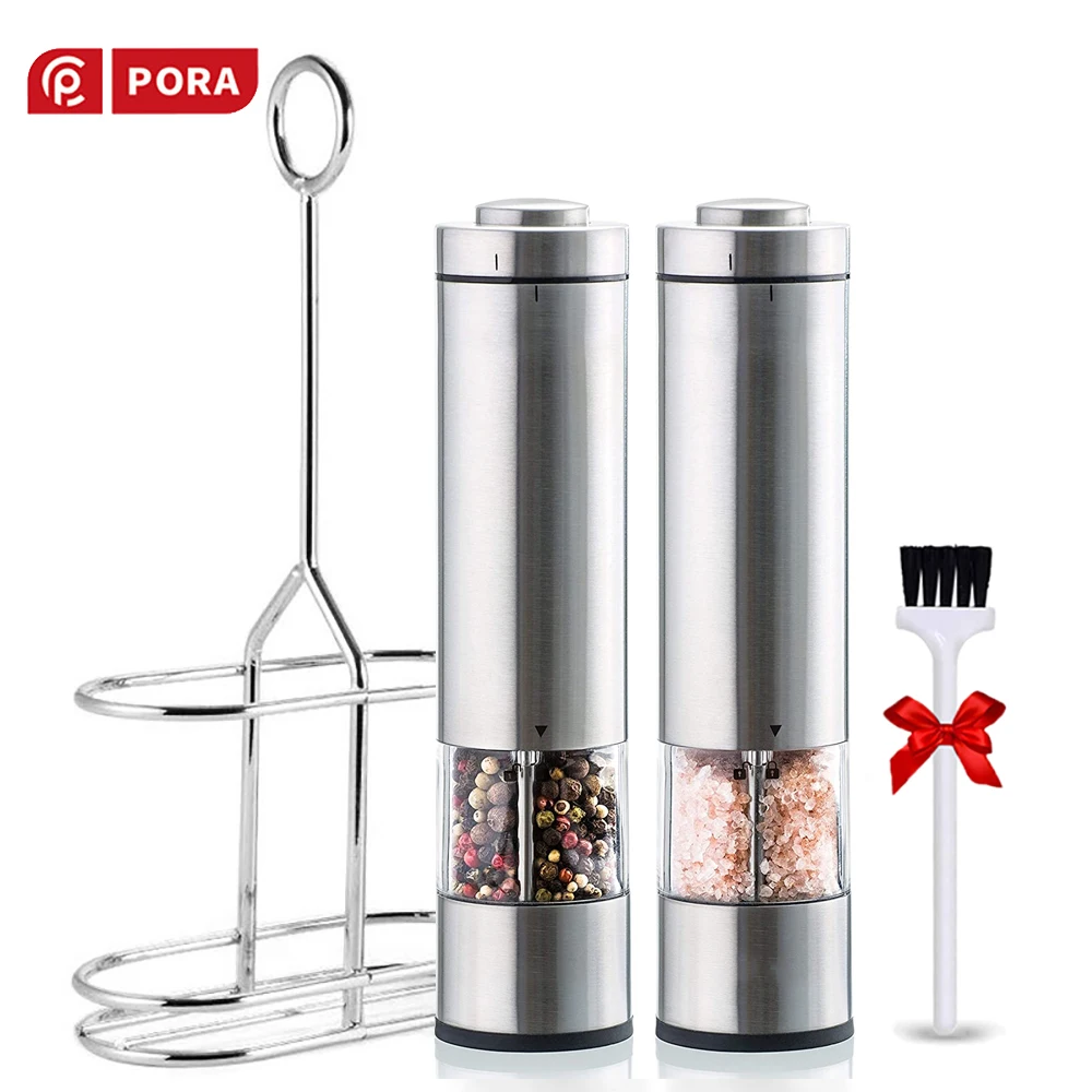 2Pcs Electric Pepper Mill Spice Grinder with Metal Stand Spice Mill Kitchen Tools Adjustable Automatic Salt and Pepper Grinder
2Pcs Electric Pepper Mill Spice Grinder with Metal Stand Spice Mill Kitchen Tools Adjustable Automatic Salt and Pepper Grinder