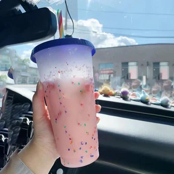 Reusable Plastic Temperature Color Changing Cold Cup Summer Magic Coffee Thermochromic Mug Water Bottles With Straws Party Cups
Reusable Plastic Temperature Color Changing Cold Cup Summer Magic Coffee Thermochromic Mug Water Bottles With Straws Party Cups