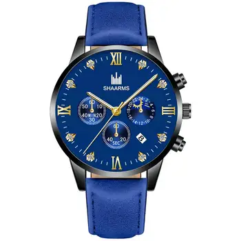 SHAARMS Fashion Blue Watch For Men Leather Strap Stainless Steel Analog Quartz Wristwatch Male Man Military Sport Watches
SHAARMS Fashion Blue Watch For Men Leather Strap Stainless Steel Analog Quartz Wristwatch Male Man Military Sport Watches