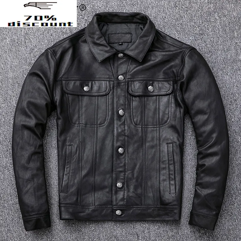 Genuine Leather Jacket Men Spring Autumn 200% Goatskin Leather Coat Short Motorcycle Leather Jackets Cuero Genuino
Genuine Leather Jacket Men Spring Autumn 200% Goatskin Leather Coat Short Motorcycle Leather Jackets Cuero Genuino