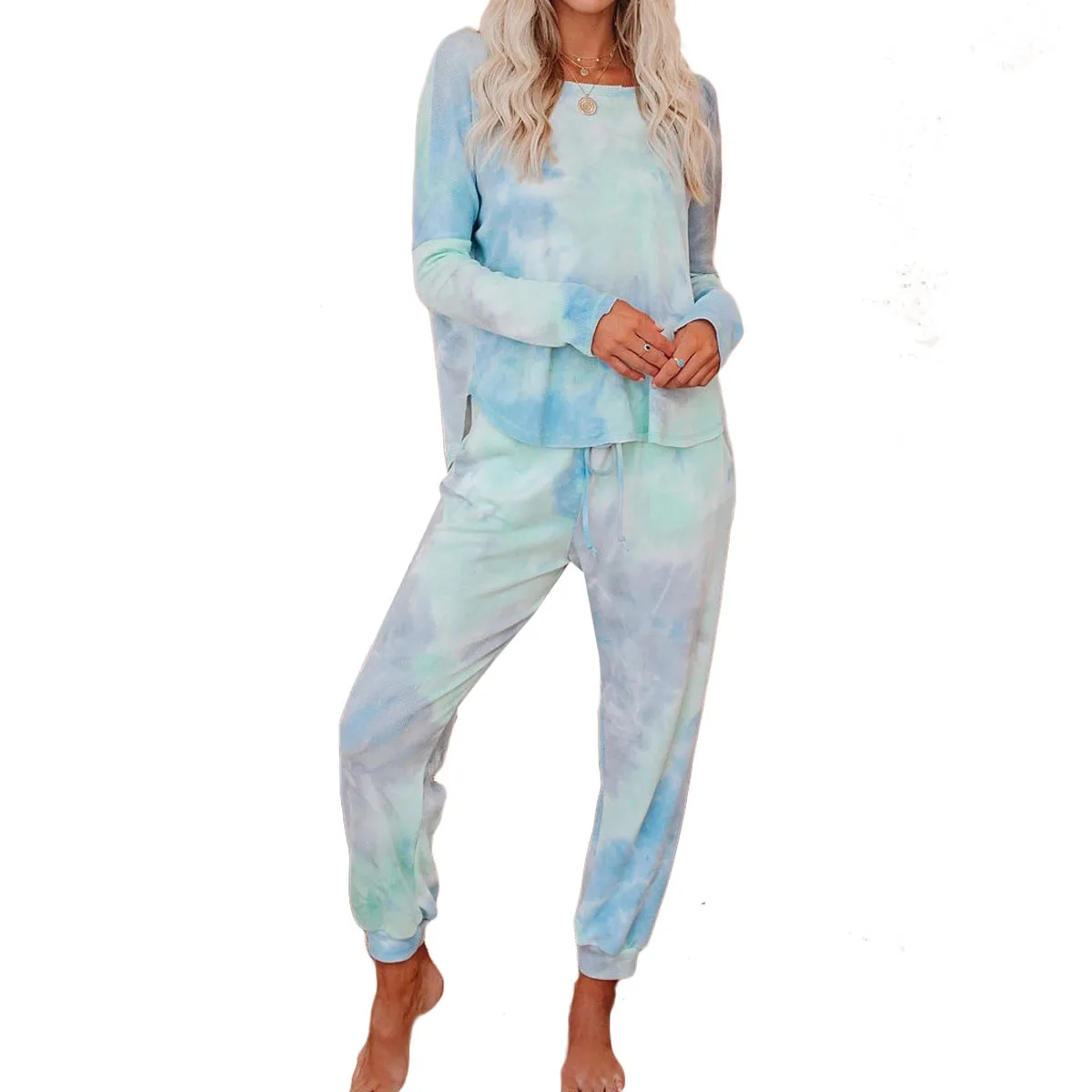 2PCS Women Tie-dye Outfit, Long Sleeve Round Neck T-shirt Drawstring Trousers with Slant Pockets
2PCS Women Tie-dye Outfit, Long Sleeve Round Neck T-shirt Drawstring Trousers with Slant Pockets