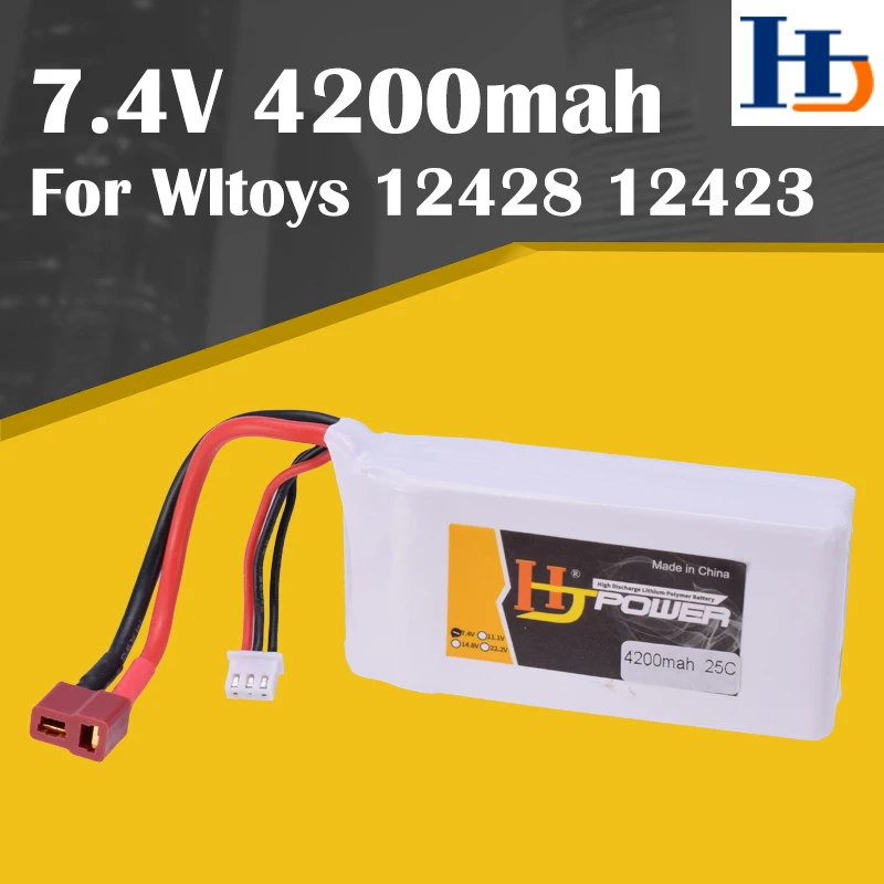 HJ 7.4V 4200mah 25C 2S Lipo Battery T Plug High Capacity For Wltoys 12428 12429 1:12 RC Crawler Car
HJ 7.4V 4200mah 25C 2S Lipo Battery T Plug High Capacity For Wltoys 12428 12429 1:12 RC Crawler Car