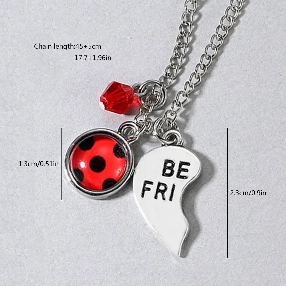 2020 Ladybug and Cat Noir Necklaces Best Friends Choker Half Heart