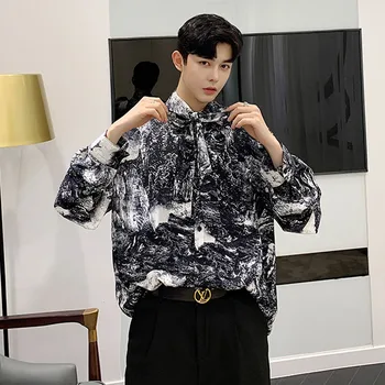 Men Vintage Pattern Print Tie Bow Long Sleeve Casual Shirt Male Streetwear Hip Hop Party Dress Shirt
Men Vintage Pattern Print Tie Bow Long Sleeve Casual Shirt Male Streetwear Hip Hop Party Dress Shirt