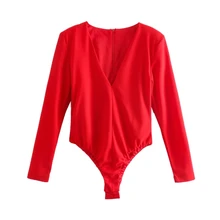 Hot Sale Women Deep V Neck Shoulder Pad Bodysuits Casual Female Long Sleeve Slim Tops T1561 
Hot Sale Women Deep V Neck Shoulder Pad Bodysuits Casual Female Long Sleeve Slim Tops T1561