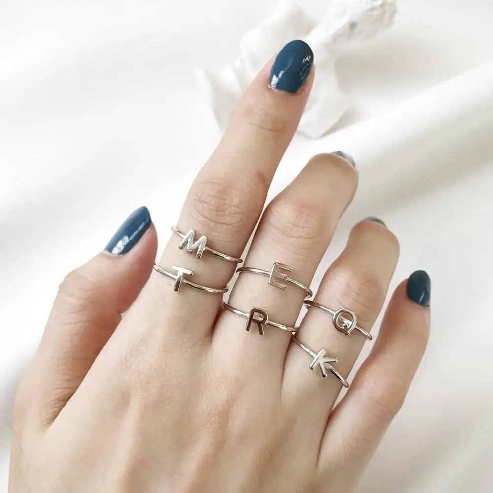 Trustdavis минималистичное серебряное кольцо с 26 буквами открытое коктейльное для