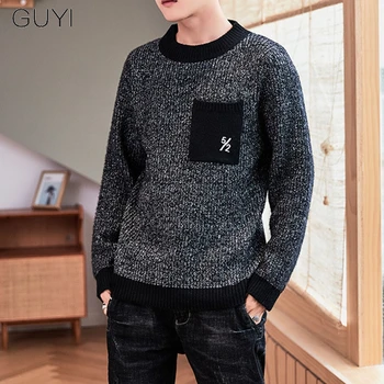 GUYI Black Red Patchwork Simple Pattern Knitted Sweater Men Pocket Embroidery Jumpers Male Casual Autumn Winter Fashion Pullover
GUYI Black Red Patchwork Simple Pattern Knitted Sweater Men Pocket Embroidery Jumpers Male Casual Autumn Winter Fashion Pullover