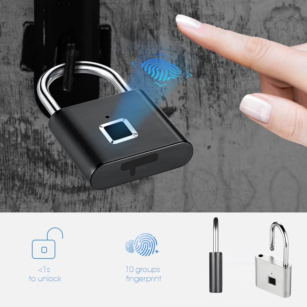 Bayroon Security Keyless USB Rechargeable Door Lock Fingerprint Smart Padlock Quick Unlock Zinc alloy Metal Self Developing Chip
Bayroon Security Keyless USB Rechargeable Door Lock Fingerprint Smart Padlock Quick Unlock Zinc alloy Metal Self Developing Chip