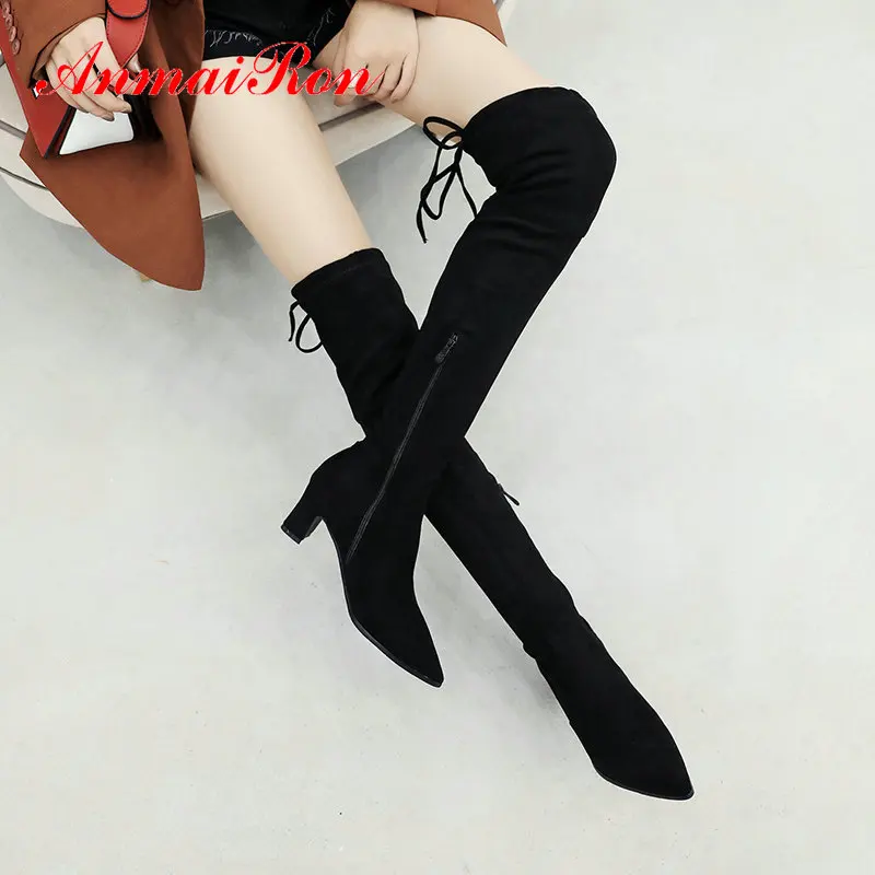 ANMAIRON 2019 Over The Knee Boots Basic Pointed Toe Slip-On Faux Suede Slim Boots Square Heel Winter Thigh High Boots Size 34-43
ANMAIRON 2019 Over The Knee Boots Basic Pointed Toe Slip-On Faux Suede Slim Boots Square Heel Winter Thigh High Boots Size 34-43