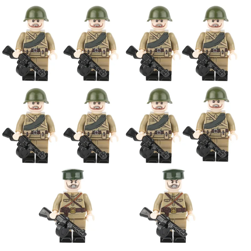 WW2 Soviet Soldiers Building Blocks Military Army Parts PPSH Weapon Gun Figures Soviet Commander Officers Bricks Child Gift D148
WW2 Soviet Soldiers Building Blocks Military Army Parts PPSH Weapon Gun Figures Soviet Commander Officers Bricks Child Gift D148
